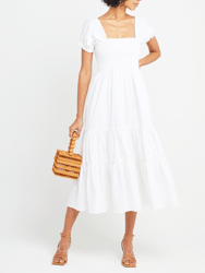 kourt Square Neck Smocked Maxi Dress - White