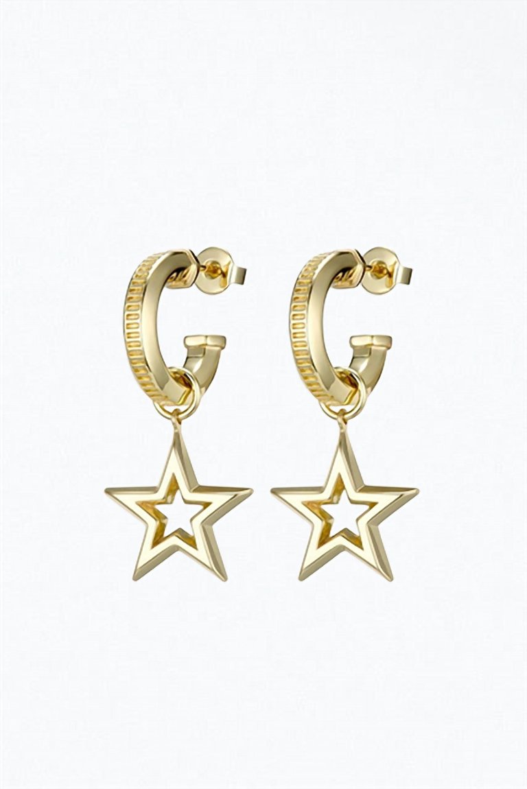 Fame Star Charm Earrings In Gold - Gold