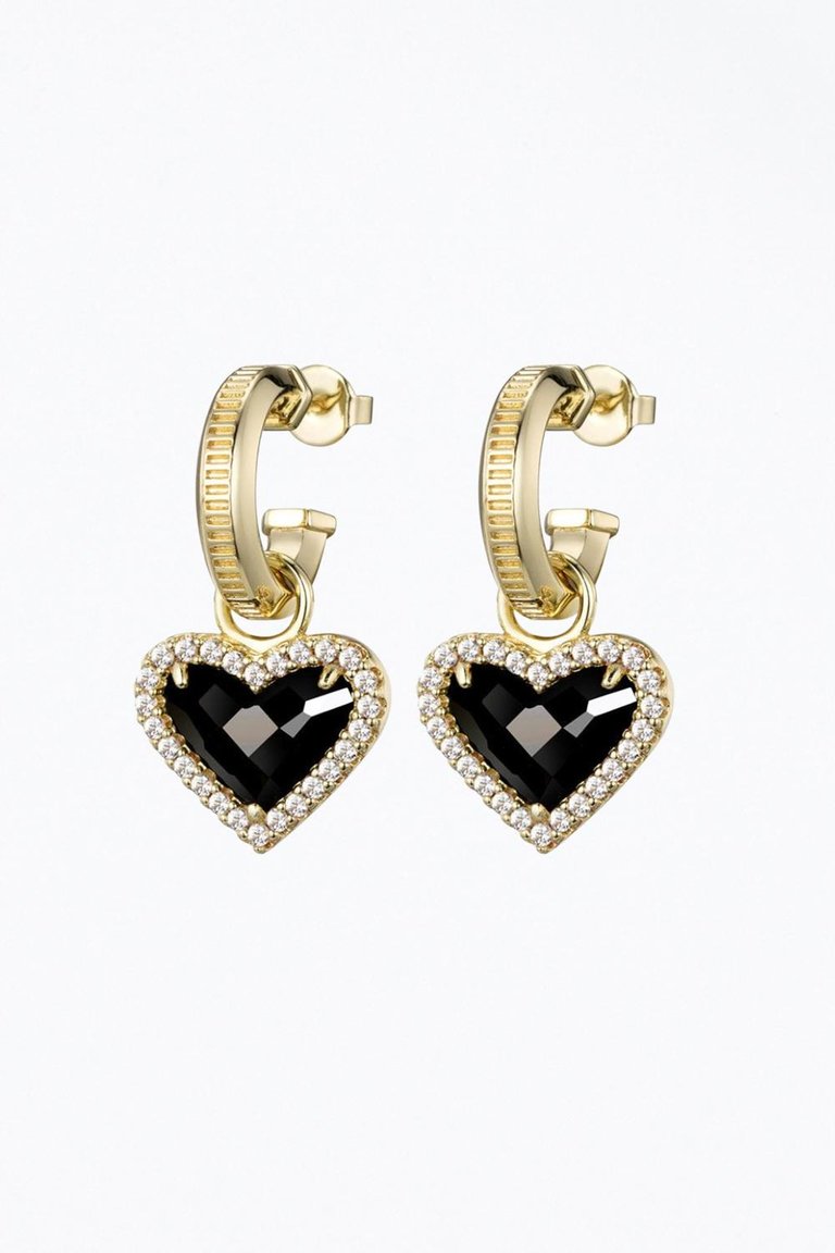 Whitney Gemstone Heart Earrings In Gold - Gold