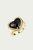 Whitney Gemstone Heart Signet Ring In Gold/black - Gold/black