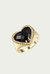 Whitney Gemstone Heart Signet Ring In Gold/black - Gold/black