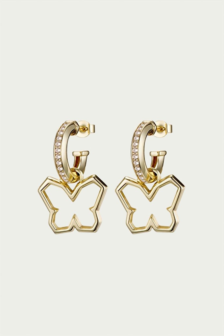 Y2K Butterfly Charm Earrings In Gold/clear - Gold/Clear