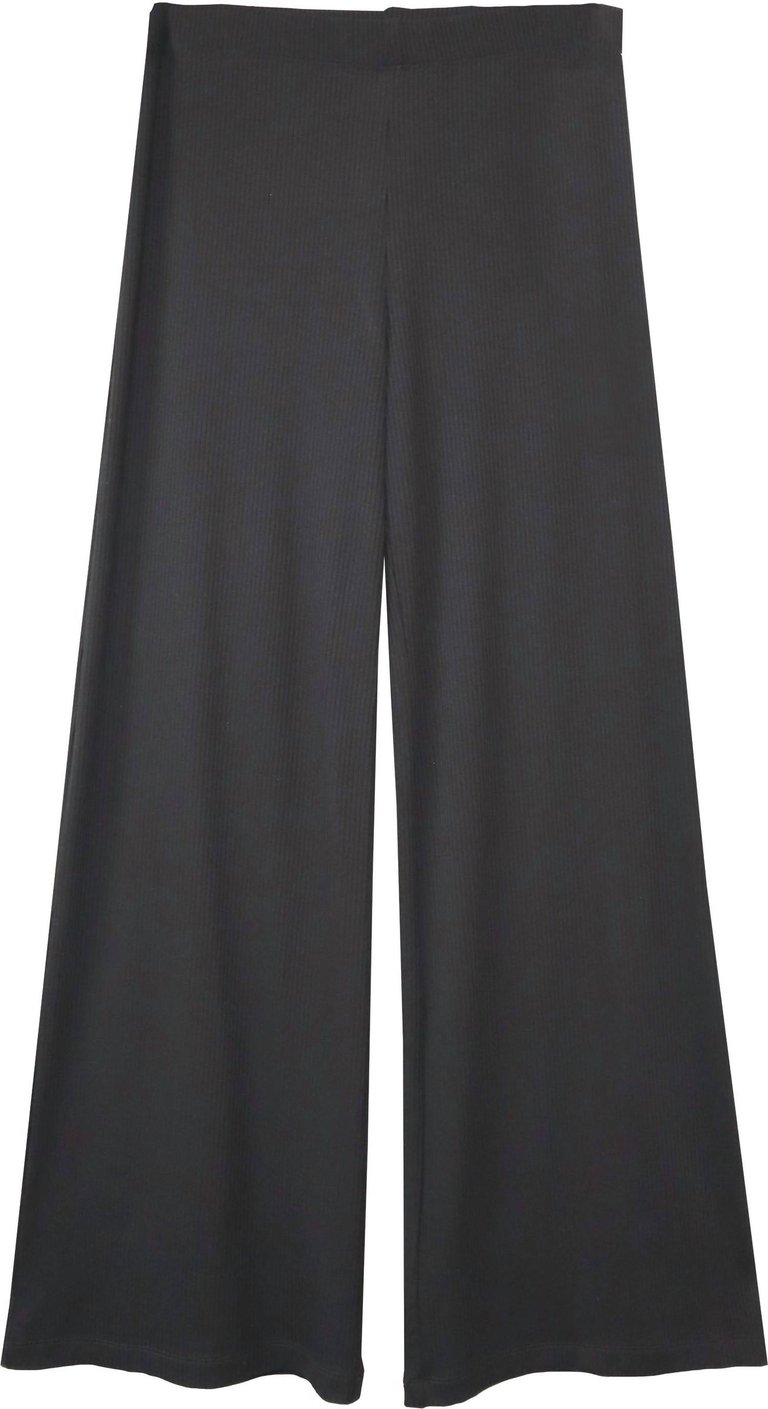 Black Rib Pant In Black - Black