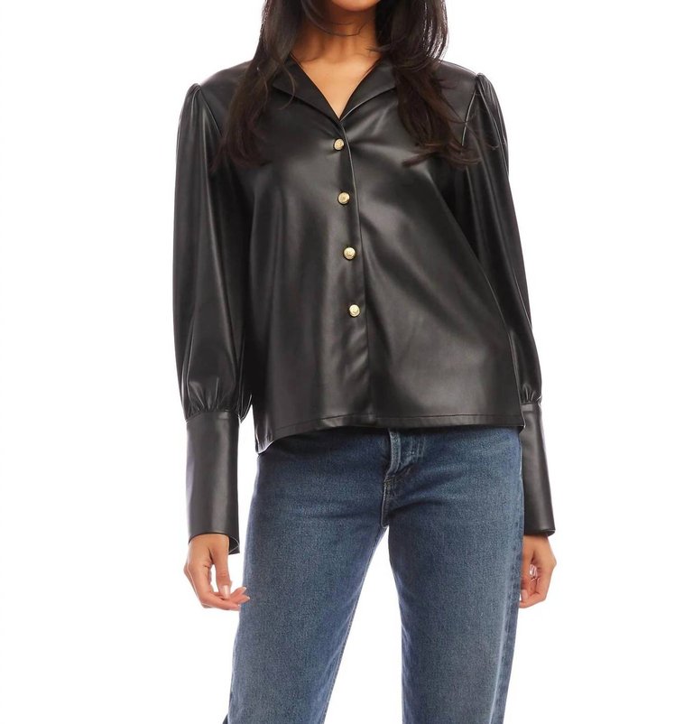 Faux Leather Shirt In Black