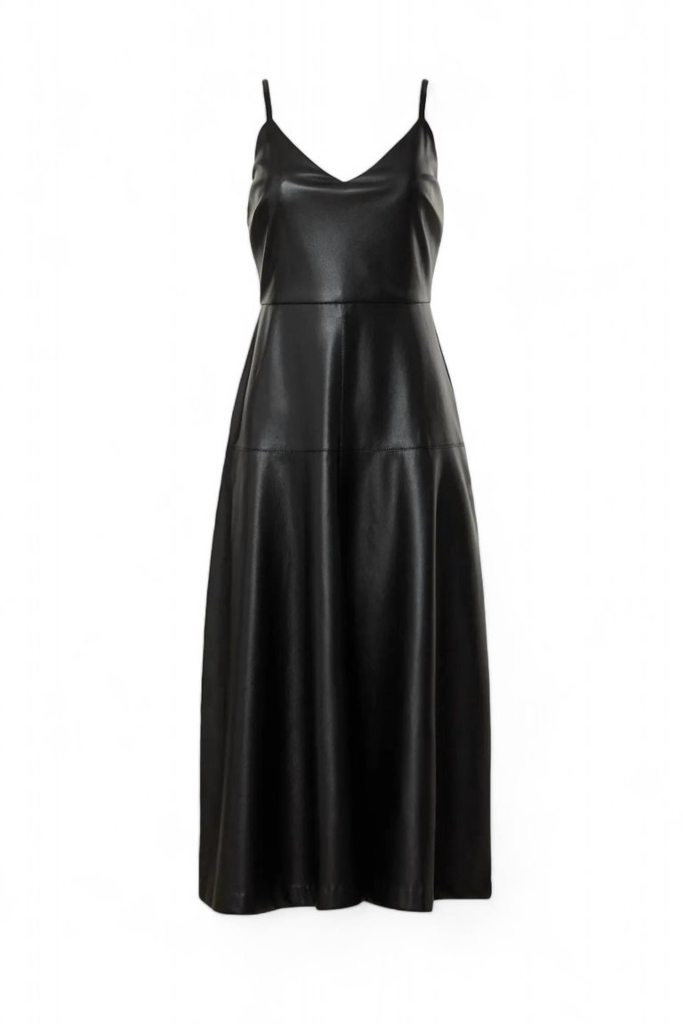 Lana Faux Leather Dress In Black - Black