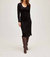 Long Sleeve Scoop Neck Dress In Black - Black