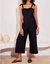 Paloma Tie Strap Linen Jumpsuit In Black