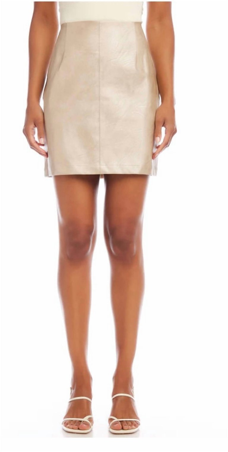 Raya Faux Leather Skirt In Gold - Gold