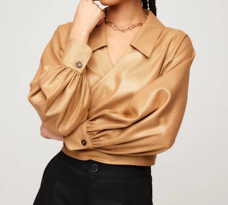 Sloane Wrap Shirt In Camel - Camel