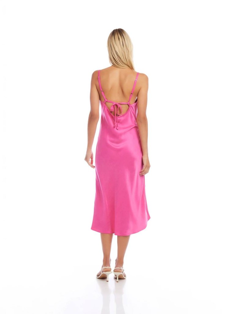 Stacy Sleeveless Satin Midi Dress In Pink