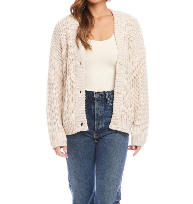 Textured Knit Cardigan In Natural - Natural