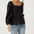 Tie Back Blouson Top In Black - Black