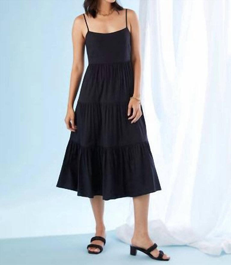 Tie-Back Midi Dress In Black - Black