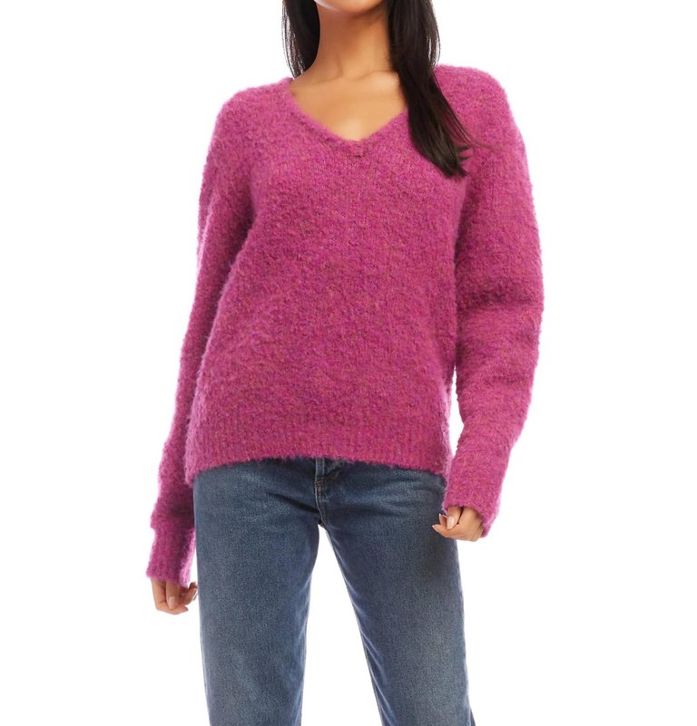 V-Neck Sweater In Pink - Pink