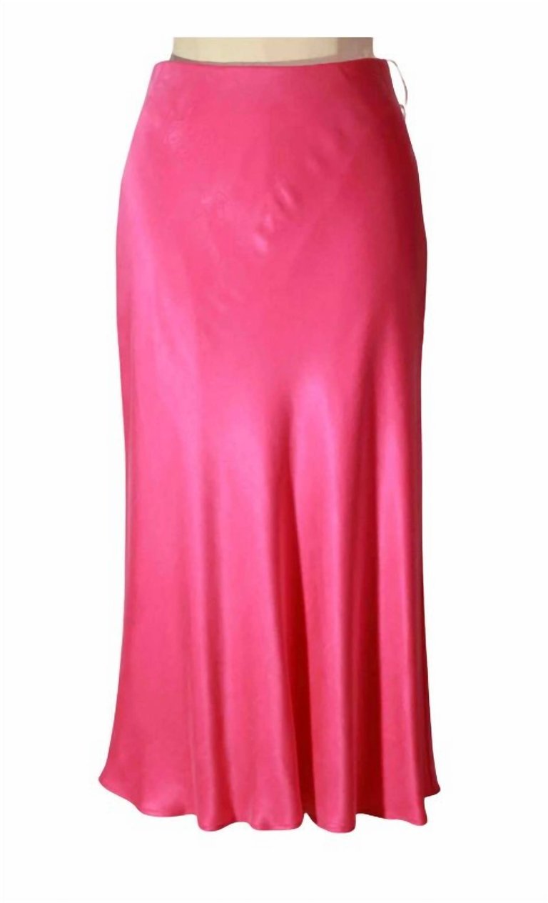 Women's Bias Midi Cut Skirt In Pink - Pink