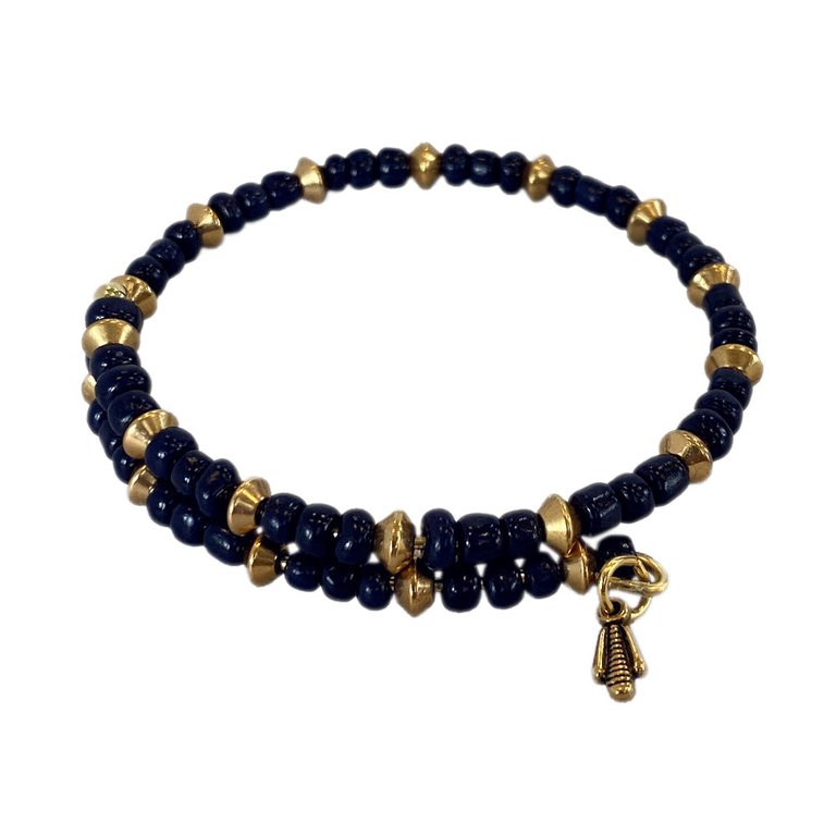 Mia Wrap Bracelet - Navy - Gold