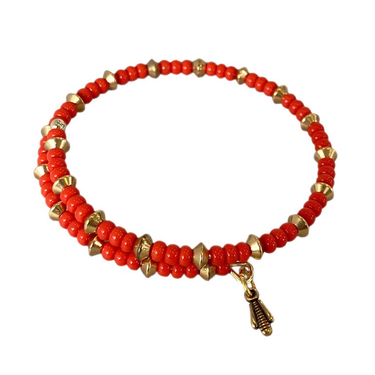 Mia Wrap Bracelet - Red - Gold