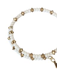 Mia Wrap Bracelet - White - Gold
