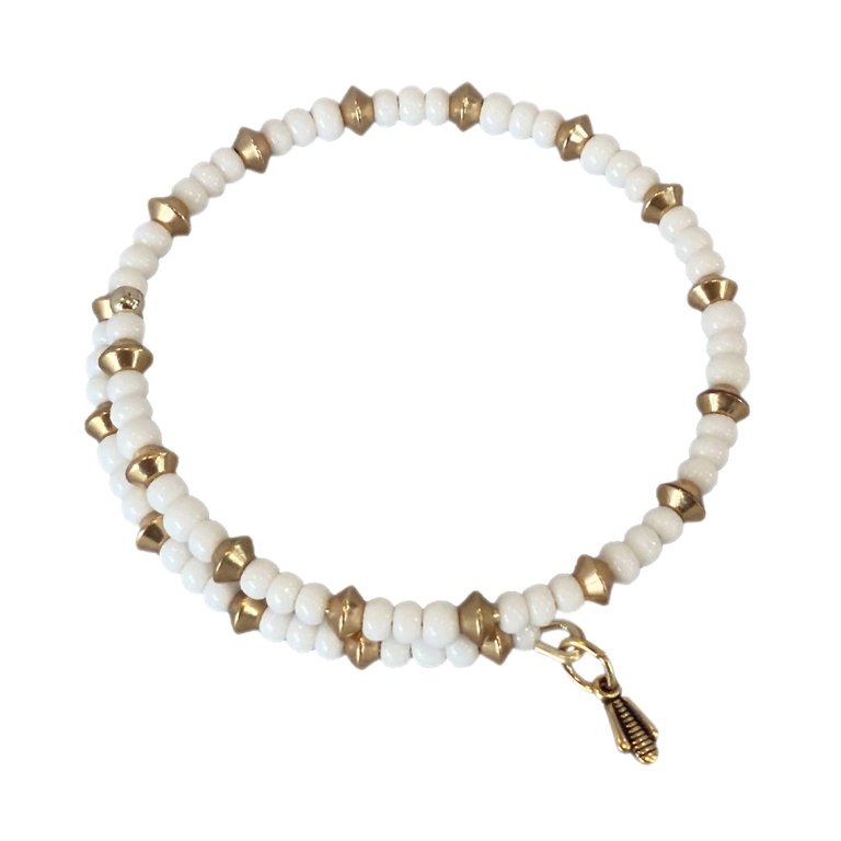 Mia Wrap Bracelet - White - Gold