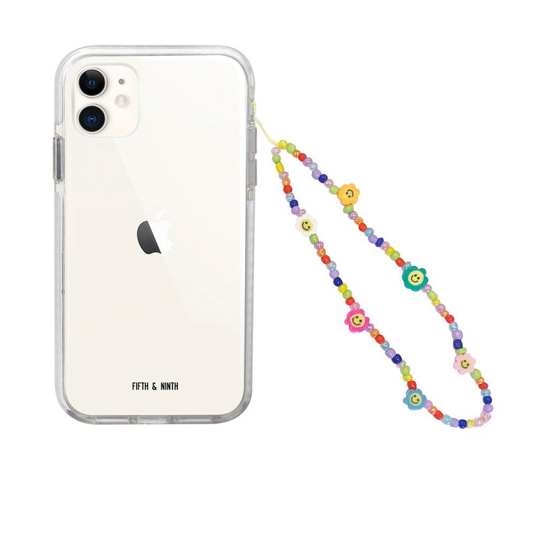 Smiley Flower Beaded Phone Charm