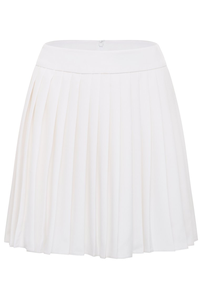 Alexis Silk Pleated Mini Skirt - Light Ivory