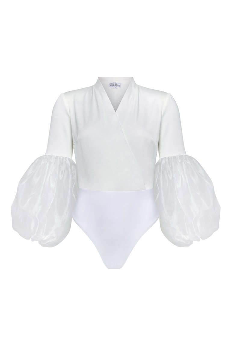 Melanie Puff-Sleeve Bodysuit - White