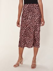 Leopard Midi Skirt - Peach Leopard