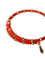Mia Wrap Bracelet - Red - Gold