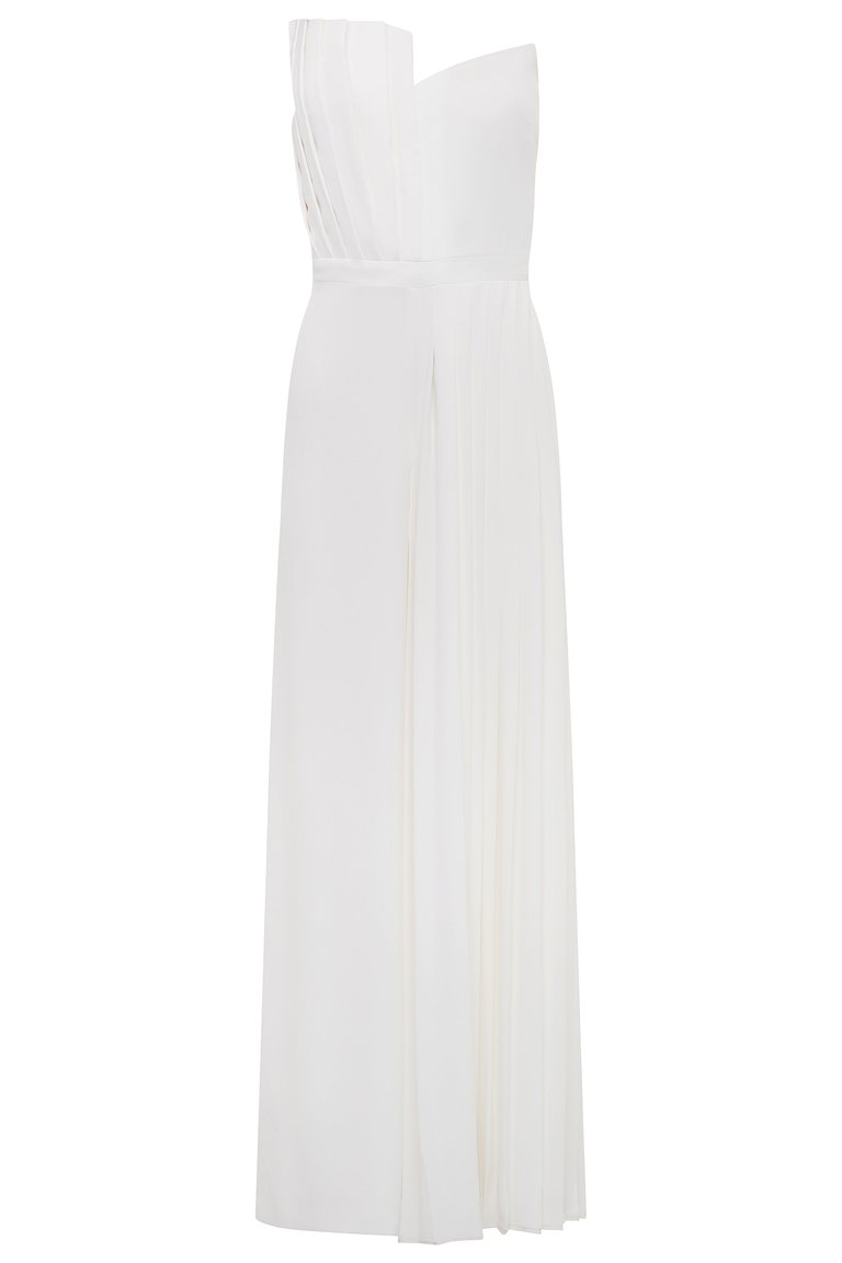 Destiny Pleated Bridal Jumpsuit - White