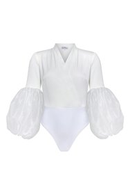 Melanie Puff-Sleeve Bodysuit - White