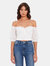 Eva Peasant Crop Top - White