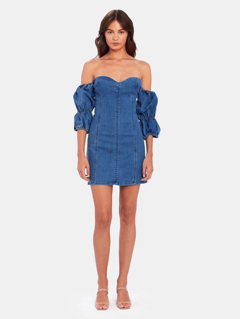 Lola Denim Midi Dress - Washed Blue