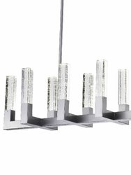 12 Light Rectangular Crystal Dianyi LED Chandelier - Silver