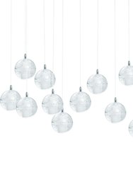 14 light Crystal Spheres Chandelier - Rectangular Chrome Canopy