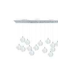 14 light Crystal Spheres Chandelier - Rectangular Chrome Canopy