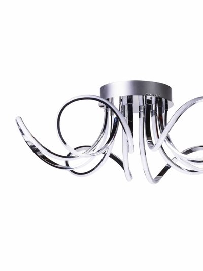 Finesse Decor 6 Petal Flower LED Strip Flush Mount Lamp - Chrome And Dimmable product