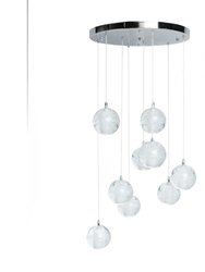 9 light Crystal Spheres Chandelier, Round Chrome Canopy