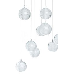 9 light Crystal Spheres Chandelier, Round Chrome Canopy