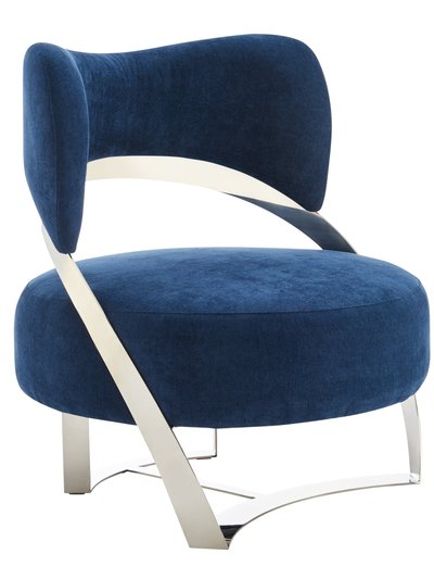 Finesse Decor Aura Modern Accent Chair - Blue And Chrome product