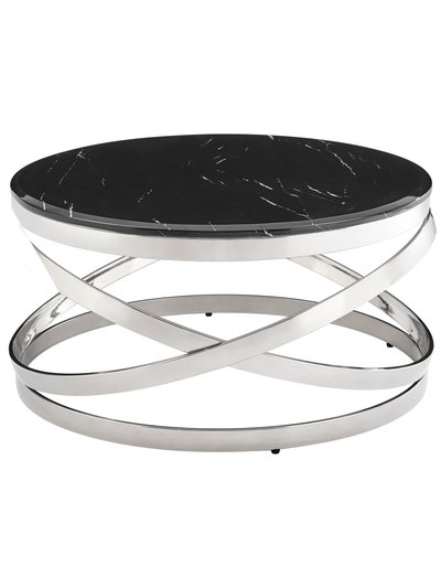 Finesse Decor Aurora Chic Coffee Table, Chrome And Black Marble Finish product