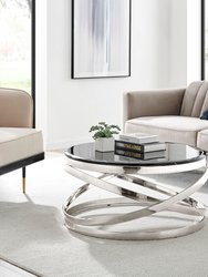Aurora Chic Coffee Table, Chrome And Black Marble Finish