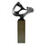 Black Abstract Mask Floor Sculpture With Gray Stand, 54" Tall