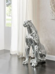 Boli Sitting Panther Sculpture - Glass And Chrome