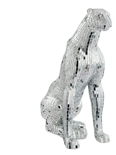 Finesse Decor Boli Sitting Panther Sculpture - Glass And Chrome product