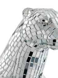 Boli Sitting Panther Sculpture - Glass And Chrome
