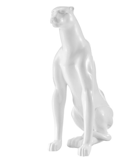 Finesse Decor Boli Sitting Panther Sculpture - Glossy White product