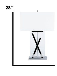 Chrome And Crystal X Table Lamp With 1 Light And USB Charger