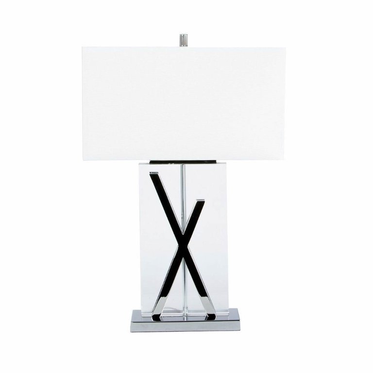 Chrome And Crystal X Table Lamp With 1 Light And USB Charger