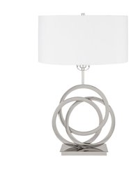 Chrome Circles Table Lamp With 1 Light And USB Charger