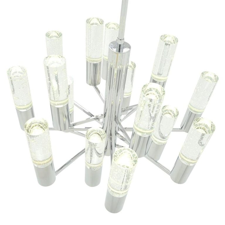 Crystal Cylinders Chandelier, Dimmable 16 Lights